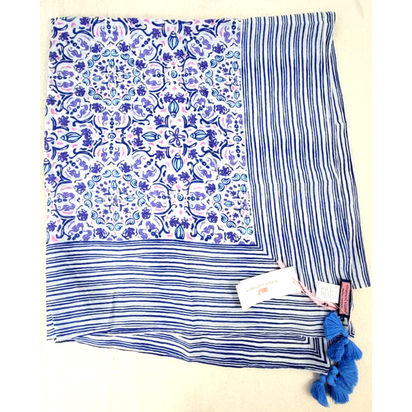 New Vineyard Vines Seahorse Stripe Cotton Silk Scarf Wrap NWT MSRP $88 - Picture 6 of 10